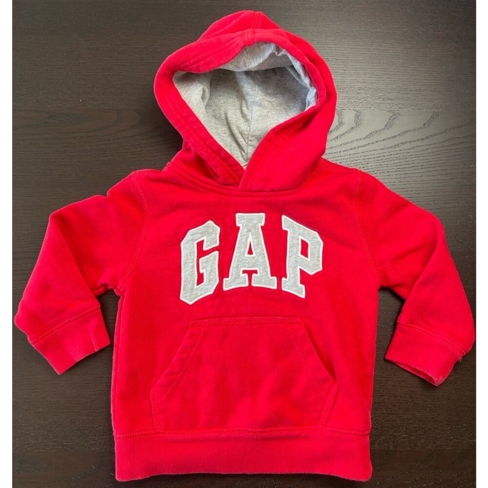 GAP Kids Boy's Long Sleeve Kanga Pocket Logo Hoodie Red Size 2T Toddler